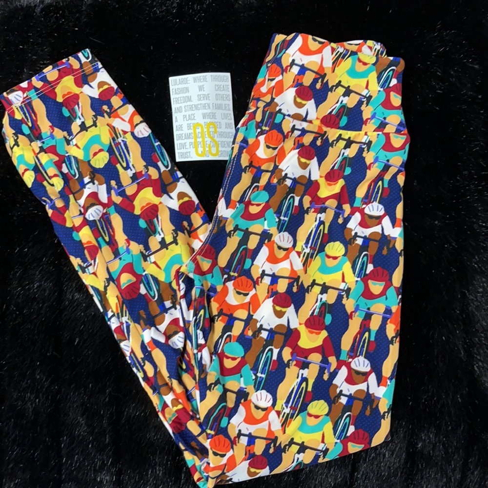 LuLaRoe OS One Size Bicycle Cycling Racing Leggings NWT